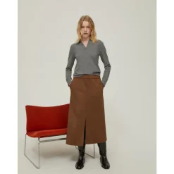 DAMES Pennyblack Rokken^Midi suède rok met elastaan