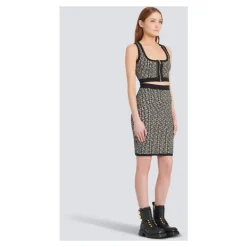 DAMES Balmain Rokken^Midi-gebreide rok met monogram
