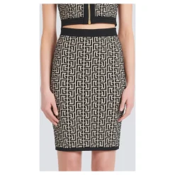 DAMES Balmain Rokken^Midi-gebreide rok met monogram