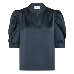 DAMES Neo Noir Blouses^Midnight Blue Satijnen Blouse