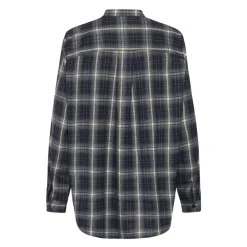 DAMES My Essential Wardrobe Midnight Check Shirt met Mandarin Kraag