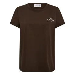DAMES Haute L'Amitié Mini Curve Logo Tee Top in Mocca