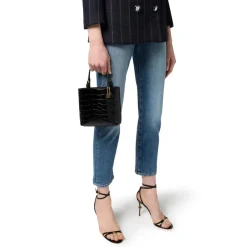 DAMES Elisabetta Franchi Heuptassen^Mini Leren Tote Bag met Logo Bedels