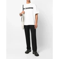 Heren Jil Sander Minimalistisch Logo Print Katoenen T-shirt