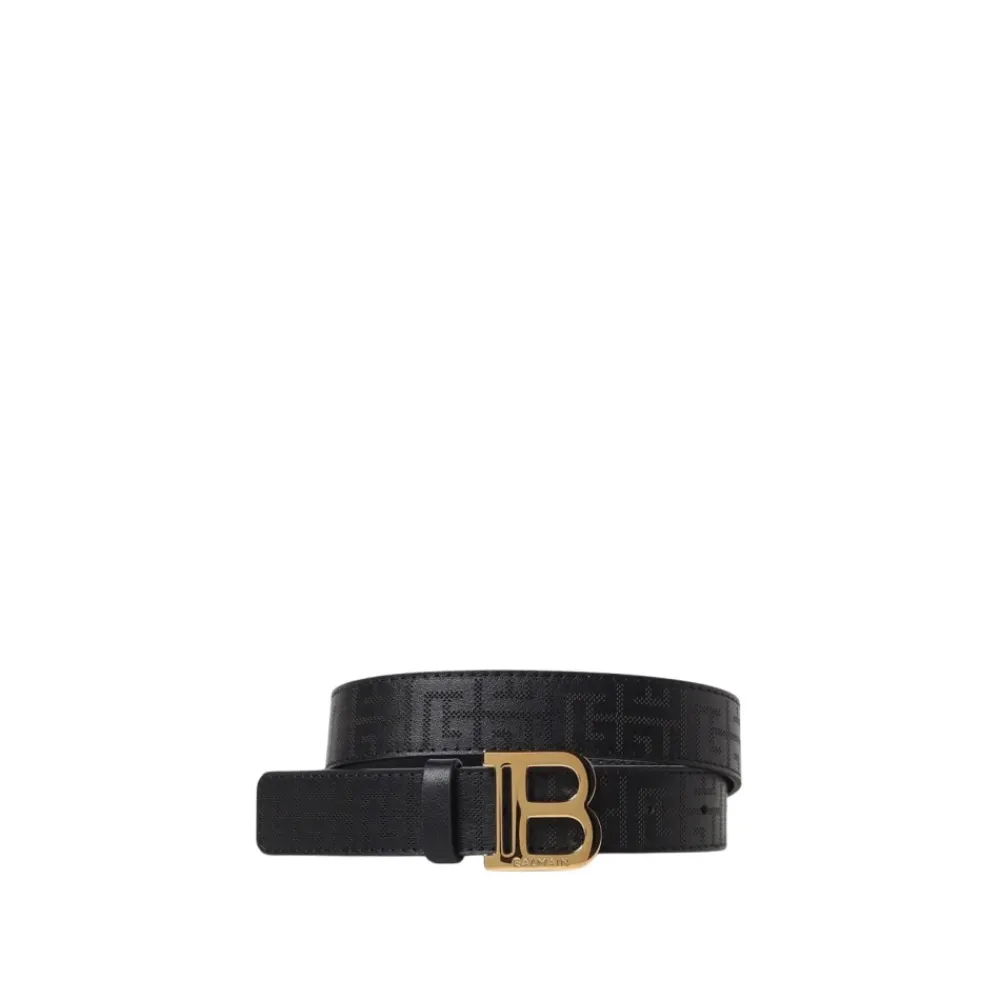 Balmain Riemen En Bretels^Monogram Leren Riem met Metalen Gesp