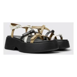 DAMES Camper Multicolor Leren Plateau Sandalen