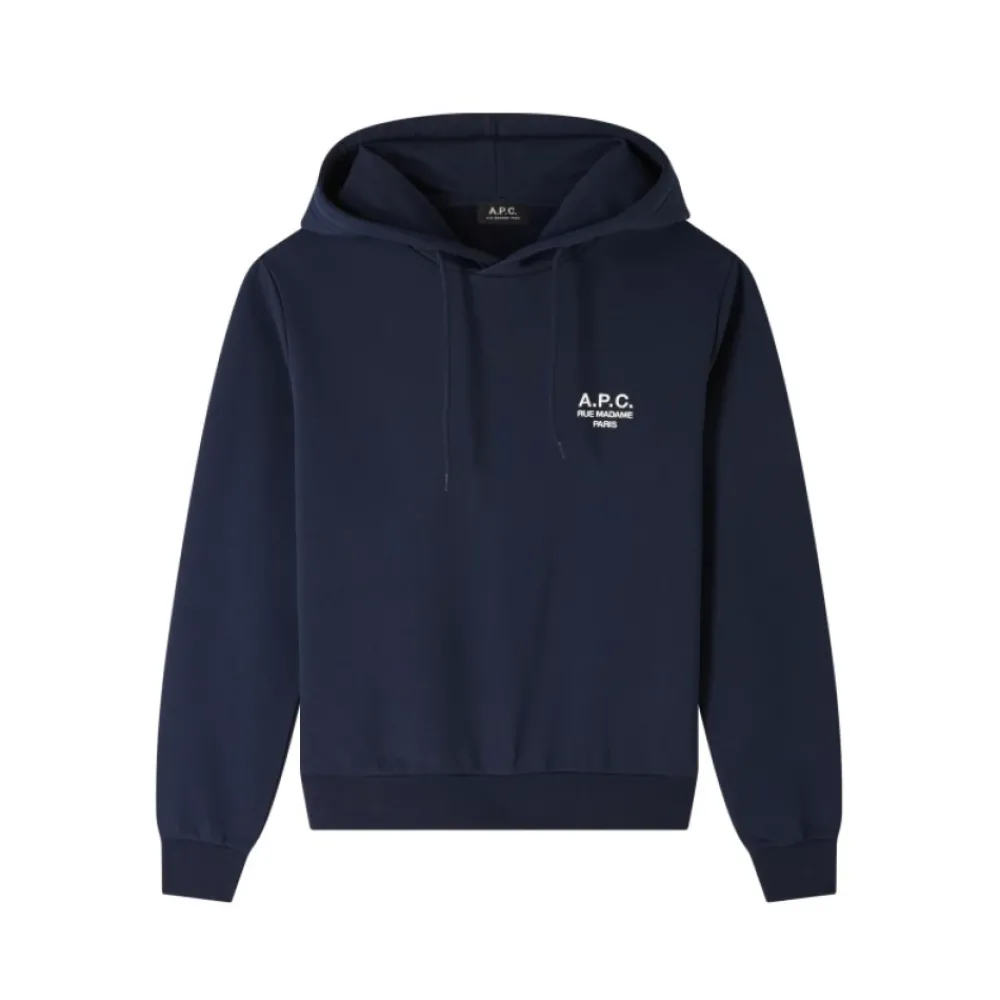 DAMES A.P.C. Navy Hoodie Rue Madame Paris Embroidered