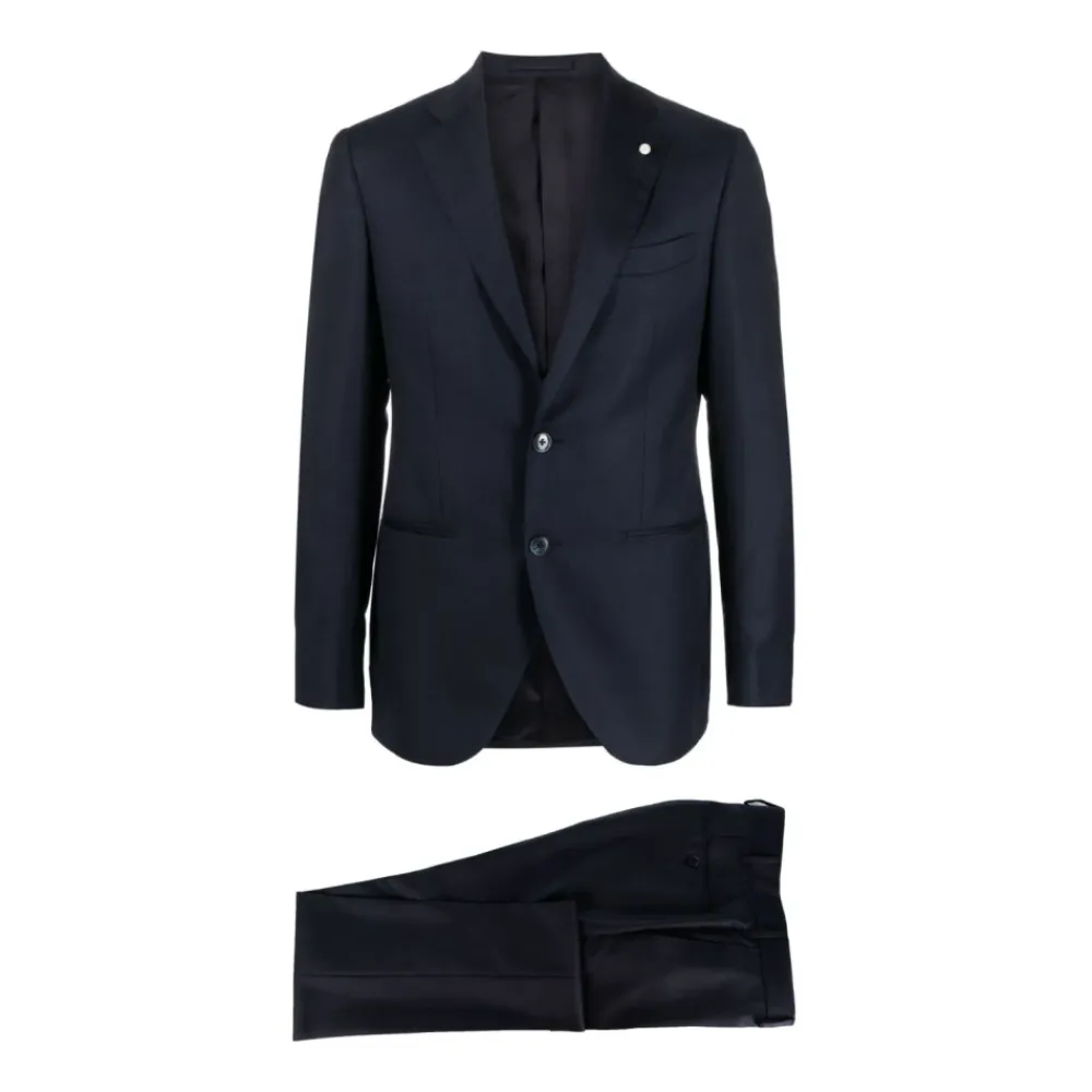 Heren Luigi Bianchi Mantova Kostuums^Navy Wol Pak Jas Broek