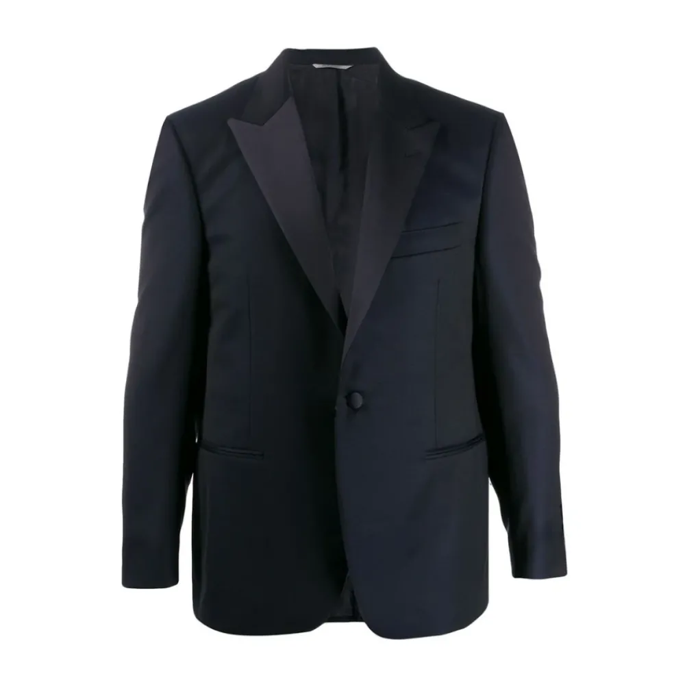 Heren Canali Navy Wool Tailored Suit Jacket