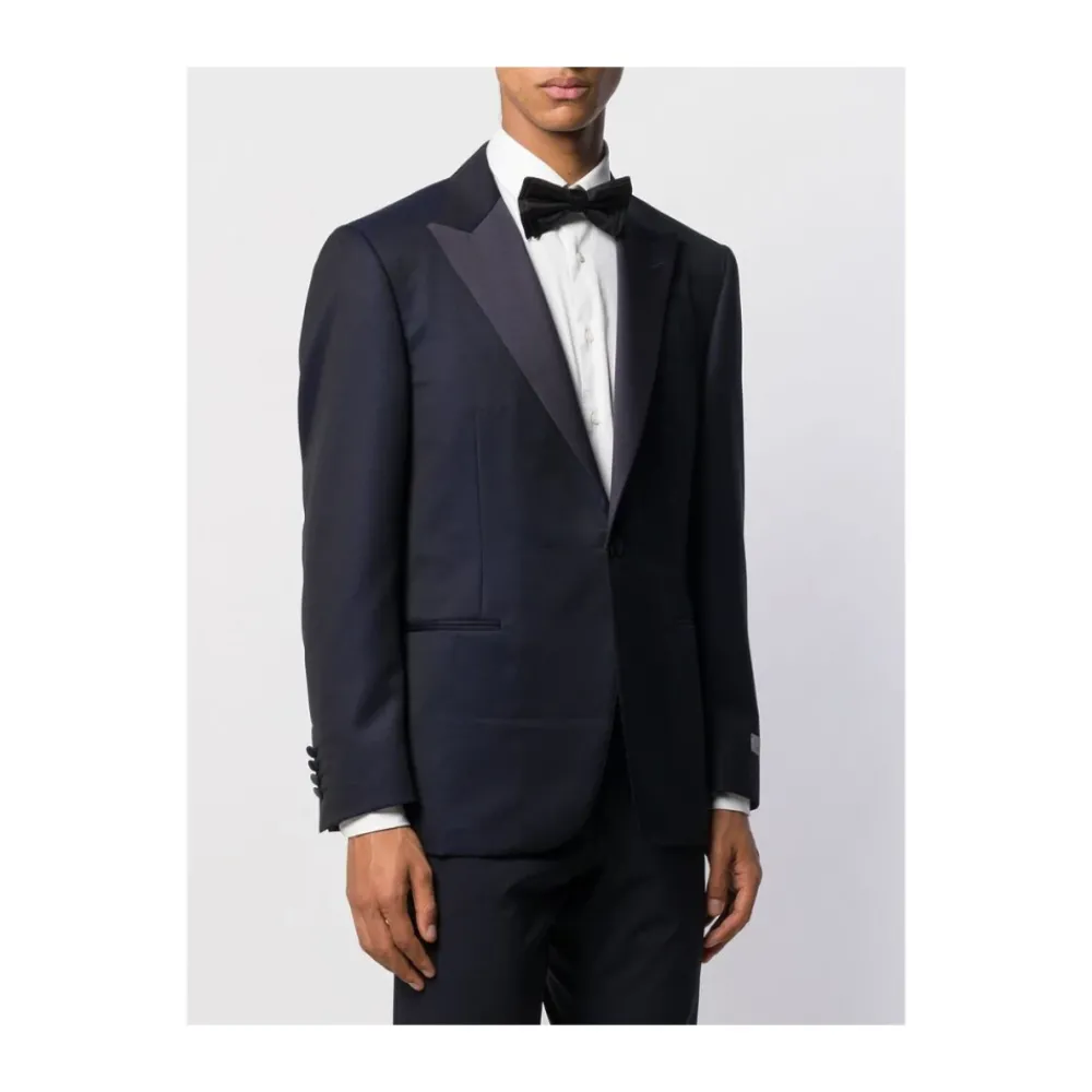 Heren Canali Navy Wool Tailored Suit Jacket