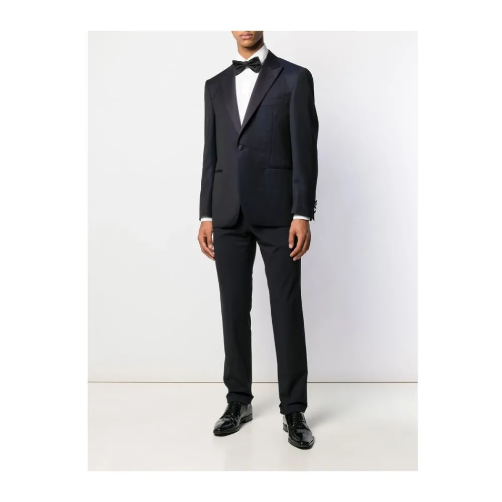 Heren Canali Navy Wool Tailored Suit Jacket