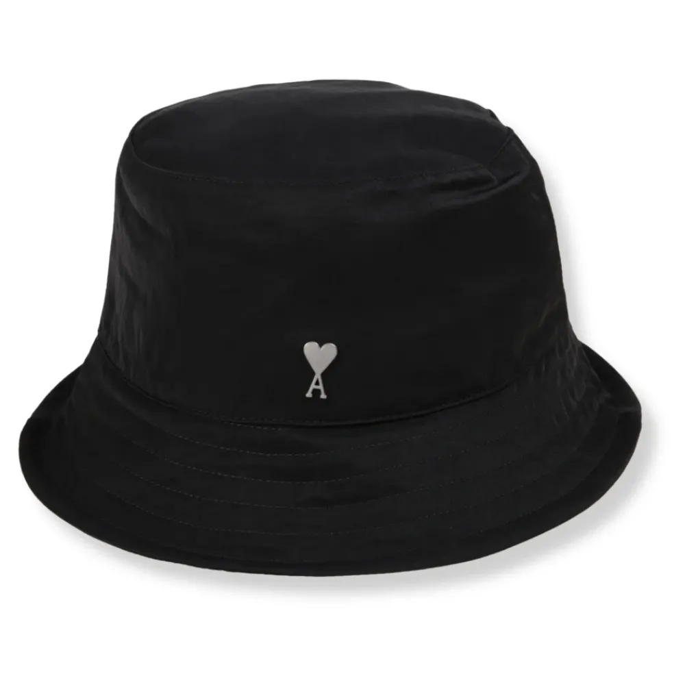 Heren Ami Paris Nylon Bucket Hat met zichtbare stiksels