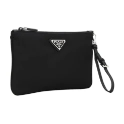 DAMES Prada Clutches^Nylon Polsclutch met Logo Plaque