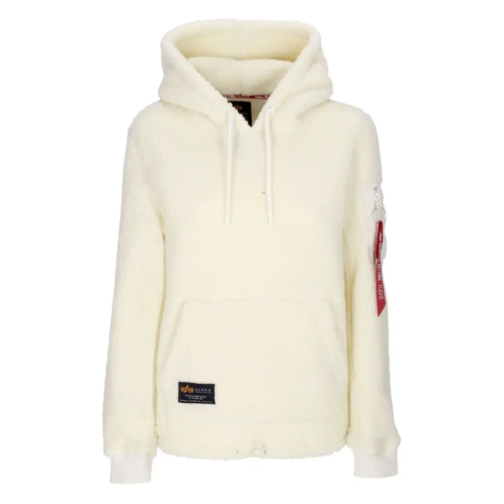 DAMES Alpha Industries Hoodies & Sweatvesten^Off White Sherpa Hoodie met zakken