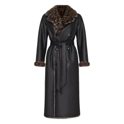 DAMES Cesare Gaspari Omkeerbare Imitatie Dierenprint Shearling Lange Jas