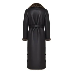 DAMES Cesare Gaspari Omkeerbare Imitatie Dierenprint Shearling Lange Jas