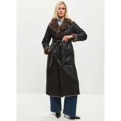 DAMES Cesare Gaspari Omkeerbare Imitatie Dierenprint Shearling Lange Jas