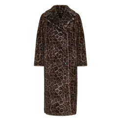 DAMES Cesare Gaspari Omkeerbare Imitatie Dierenprint Shearling Lange Jas