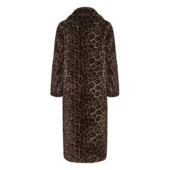 DAMES Cesare Gaspari Omkeerbare Imitatie Dierenprint Shearling Lange Jas