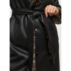 DAMES Cesare Gaspari Omkeerbare Imitatie Dierenprint Shearling Lange Jas