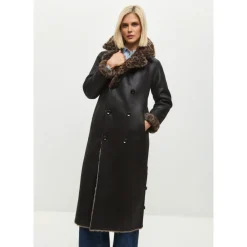 DAMES Cesare Gaspari Omkeerbare Imitatie Dierenprint Shearling Lange Jas