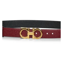 DAMES Ferragamo Riemen^Omkeerbare leren riem met gouden gesp