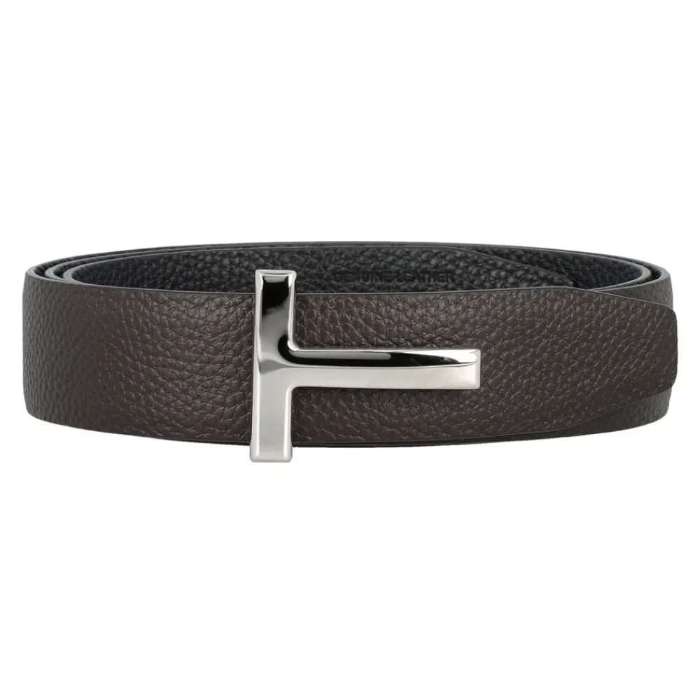 Heren Tom Ford Riemen^Omkeerbare T Grainy Leren Riem /Zwart