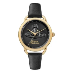 DAMES Vivienne Westwood Orb Logo Quartz Horloge Leer