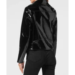 DAMES Philipp Plein Jassen^Oversize Glanzende Eco Leren Jas