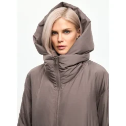 DAMES Cesare Gaspari Trenchcoats & Mantels^Oversized gewatteerde jas met capuchon en imitatiebont manchetten -