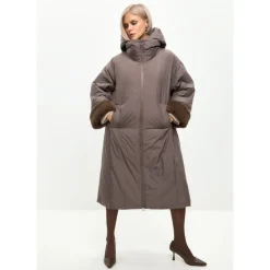 DAMES Cesare Gaspari Trenchcoats & Mantels^Oversized gewatteerde jas met capuchon en imitatiebont manchetten -