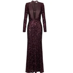 DAMES Elisabetta Franchi Jurken^Paillet Avondjurk met Hertog Revers