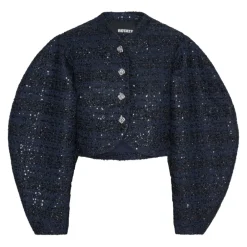 DAMES ROTATE Birger Christensen Paillet Boucle Kort Jack met Pofmouwen