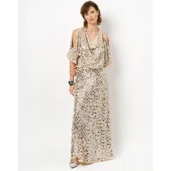 DAMES Dante 6 Blouses^Paillet gedrapeerde top Avy in Zilver