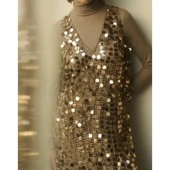 DAMES Dante 6 Jurken^Pailletten Babylon Hazelnoot Haze Jurk