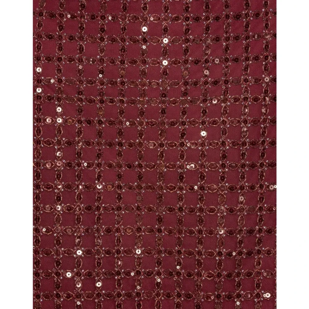 DAMES ROTATE Birger Christensen Rokken^Pailletten Grid Mini Rok Bordeaux