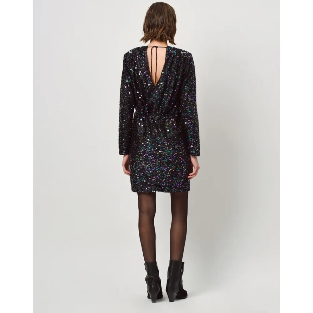 DAMES Dante 6 Pailletten Mini Jurk met V-Hals