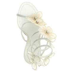 DAMES René Caovilla Peach Flower Satin Sandals