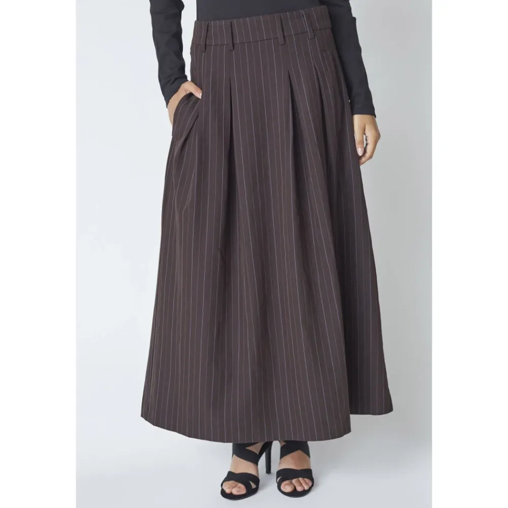 DAMES Co'Couture Pinstripe Plooirok in Donker