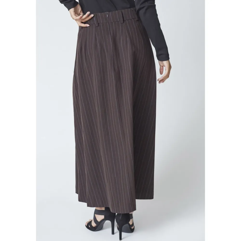 DAMES Co'Couture Pinstripe Plooirok in Donker