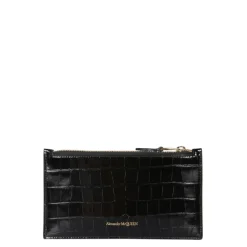 DAMES Alexander McQueen Plat Ritsportemonnee met Metalen Schedel Applicatie