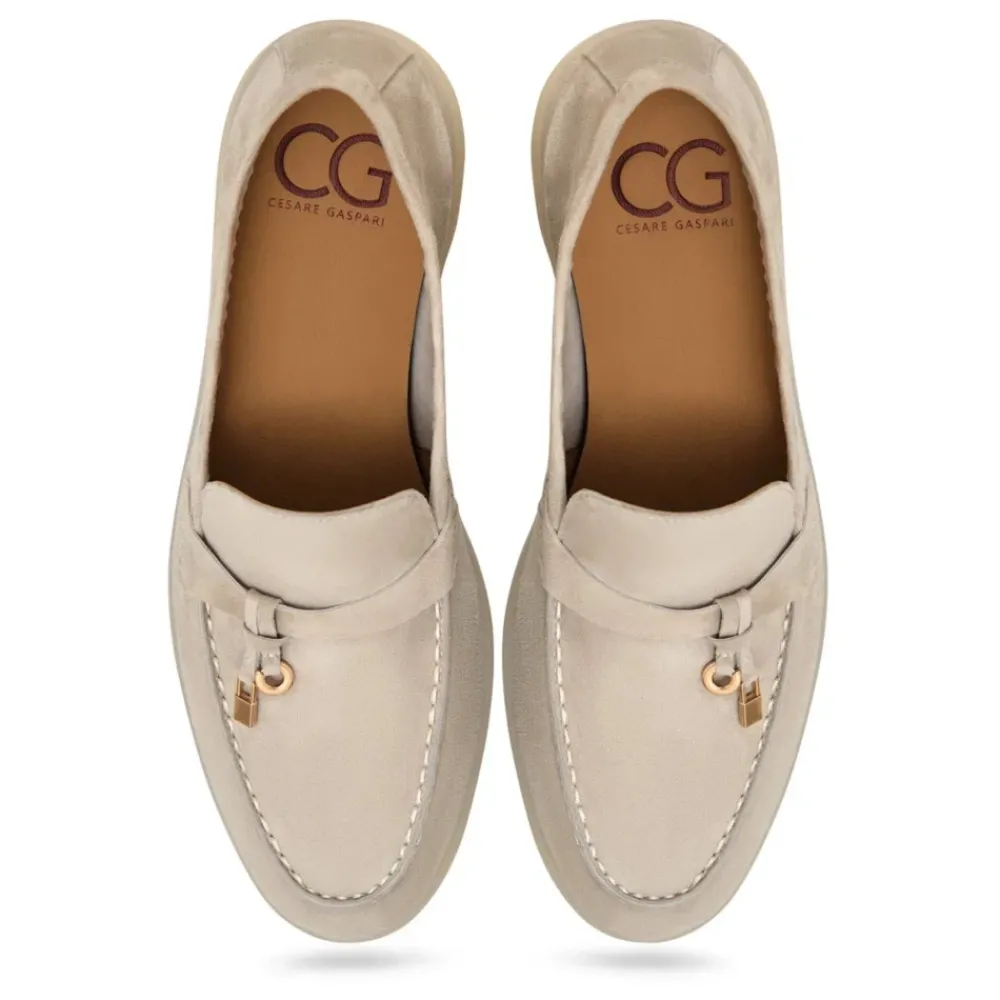 DAMES Cesare Gaspari Loafers^Platform Moccasins Aurora - Ivory