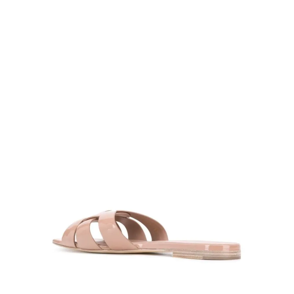 DAMES Saint Laurent Platte sandalen van poeder leer