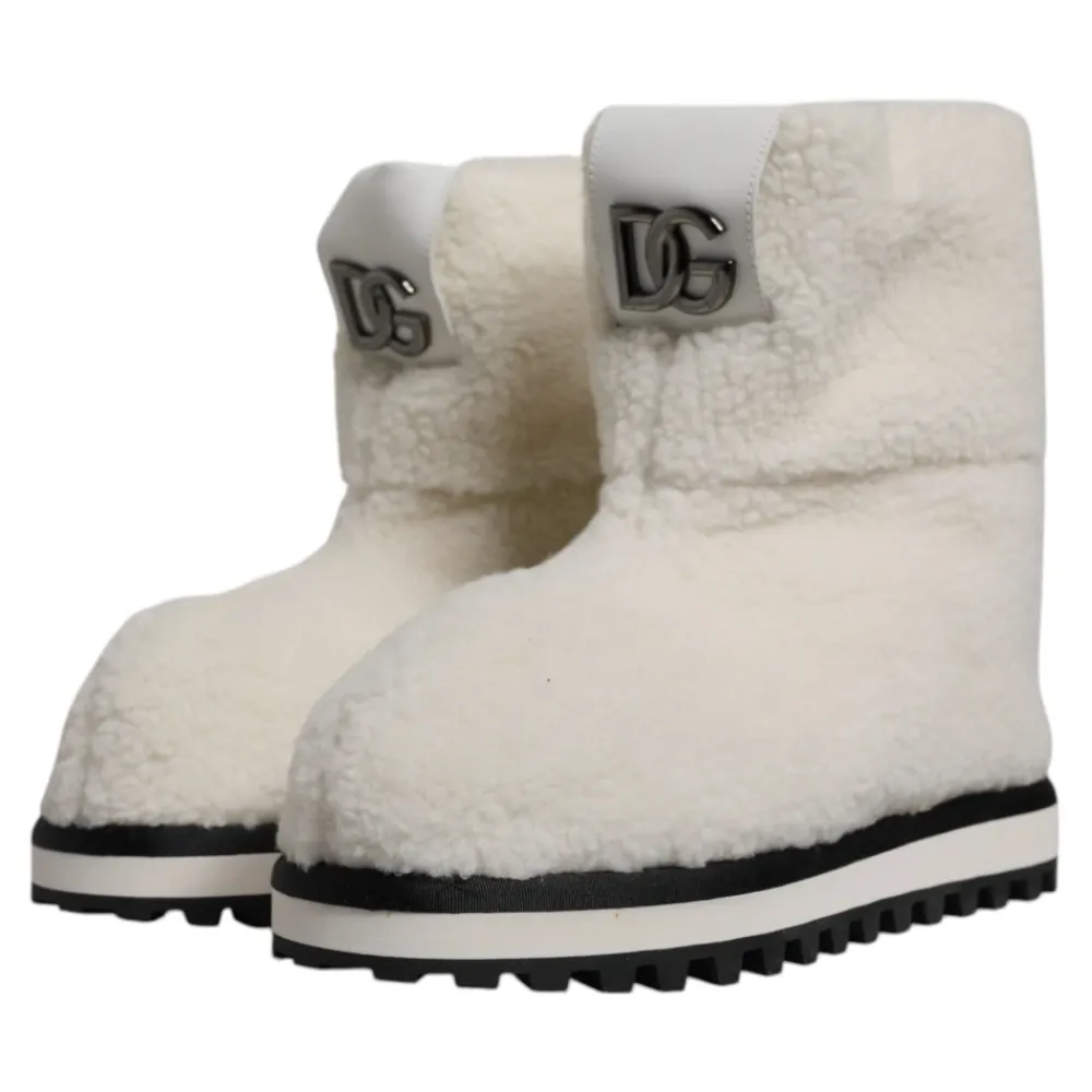 Heren Dolce & Gabbana Snowboots^Plush Logo Gewatteerde Halfhoge Laarzen