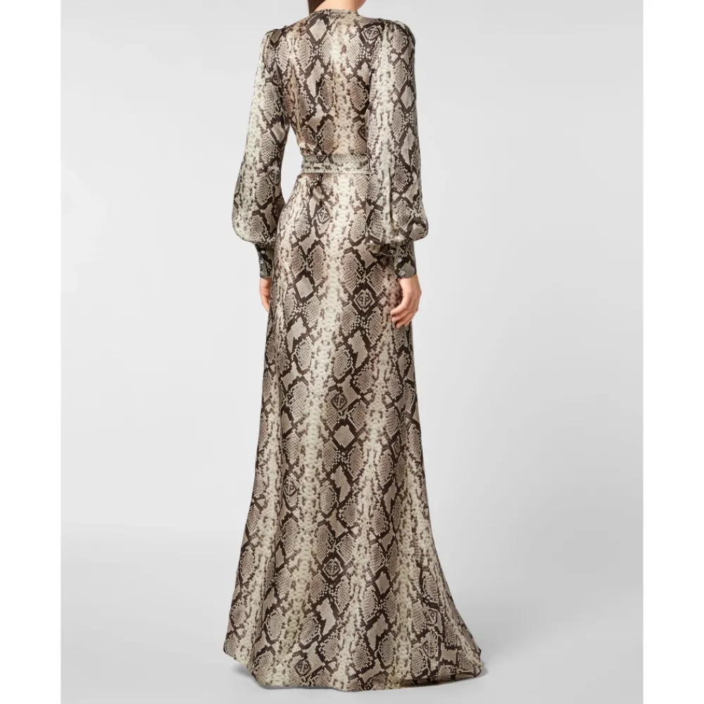 DAMES Philipp Plein Python Silk Print Lange Jurk