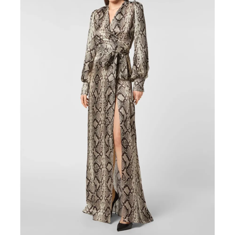DAMES Philipp Plein Python Silk Print Lange Jurk