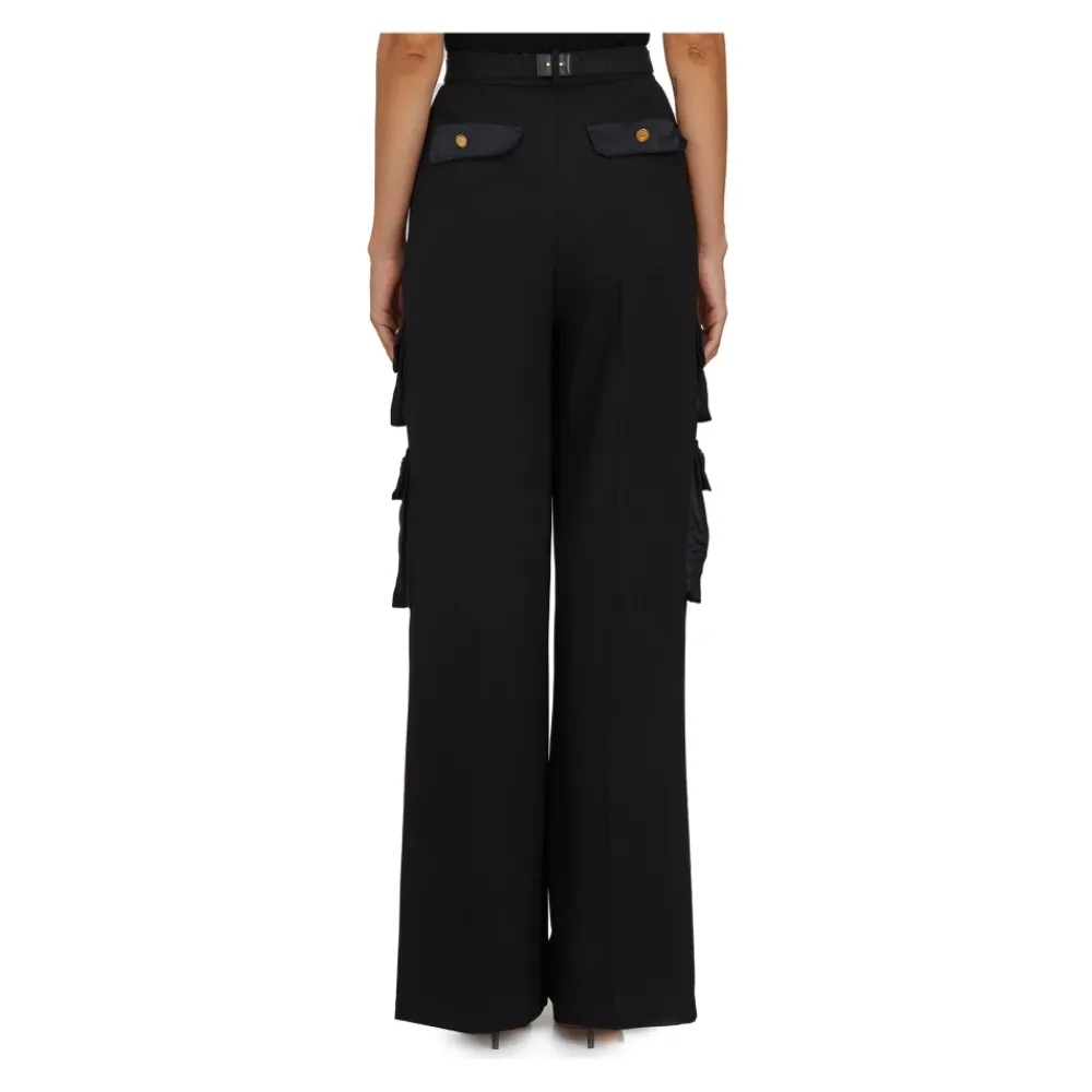 DAMES Elisabetta Franchi Rechte broek van crêpe met zakken en riem