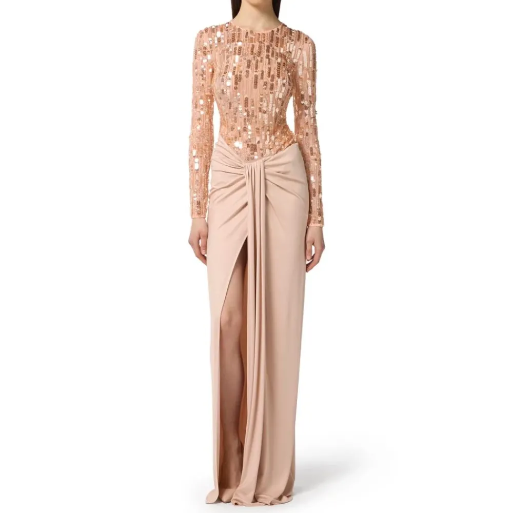 DAMES Elisabetta Franchi Red Carpet jurk van tule en jersey met pailletten