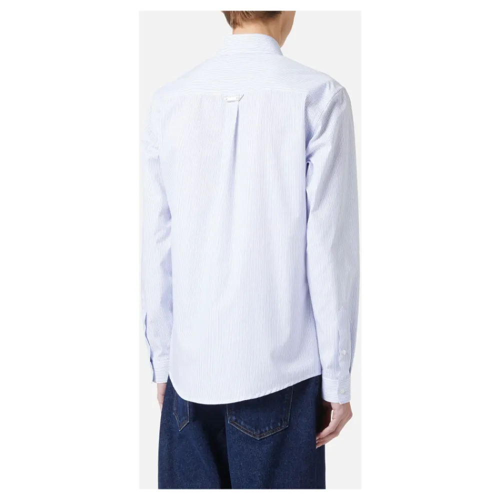 Heren Iceberg Regular fit witte en e gestreepte popeline overhemd met Snoopy borduursel en metallic detail