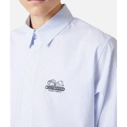 Heren Iceberg Regular fit witte en e gestreepte popeline overhemd met Snoopy borduursel en metallic detail